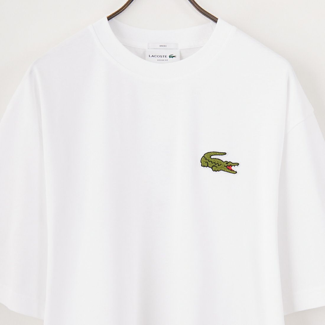 LACOSTE [ラコステ] シェニールワニロゴ ルーズフィットTシャツ [TH2745] 001 WHITE