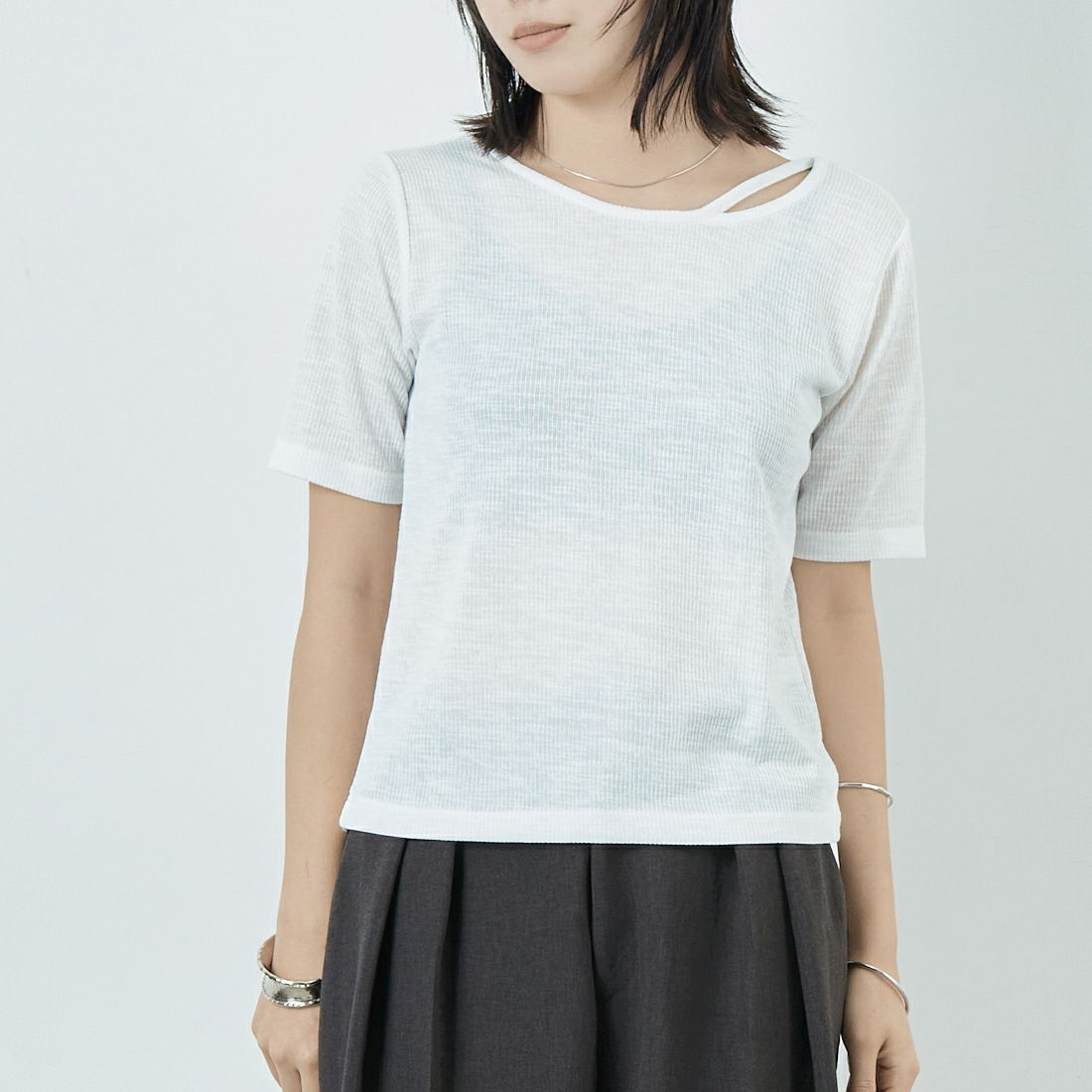 Maison de L'allure [メゾン ドゥ ラリュール] 2WAYリブプルオーバー [M25112035] 02 OFF &&モデル身長：167cm 着用サイズ：F&&
