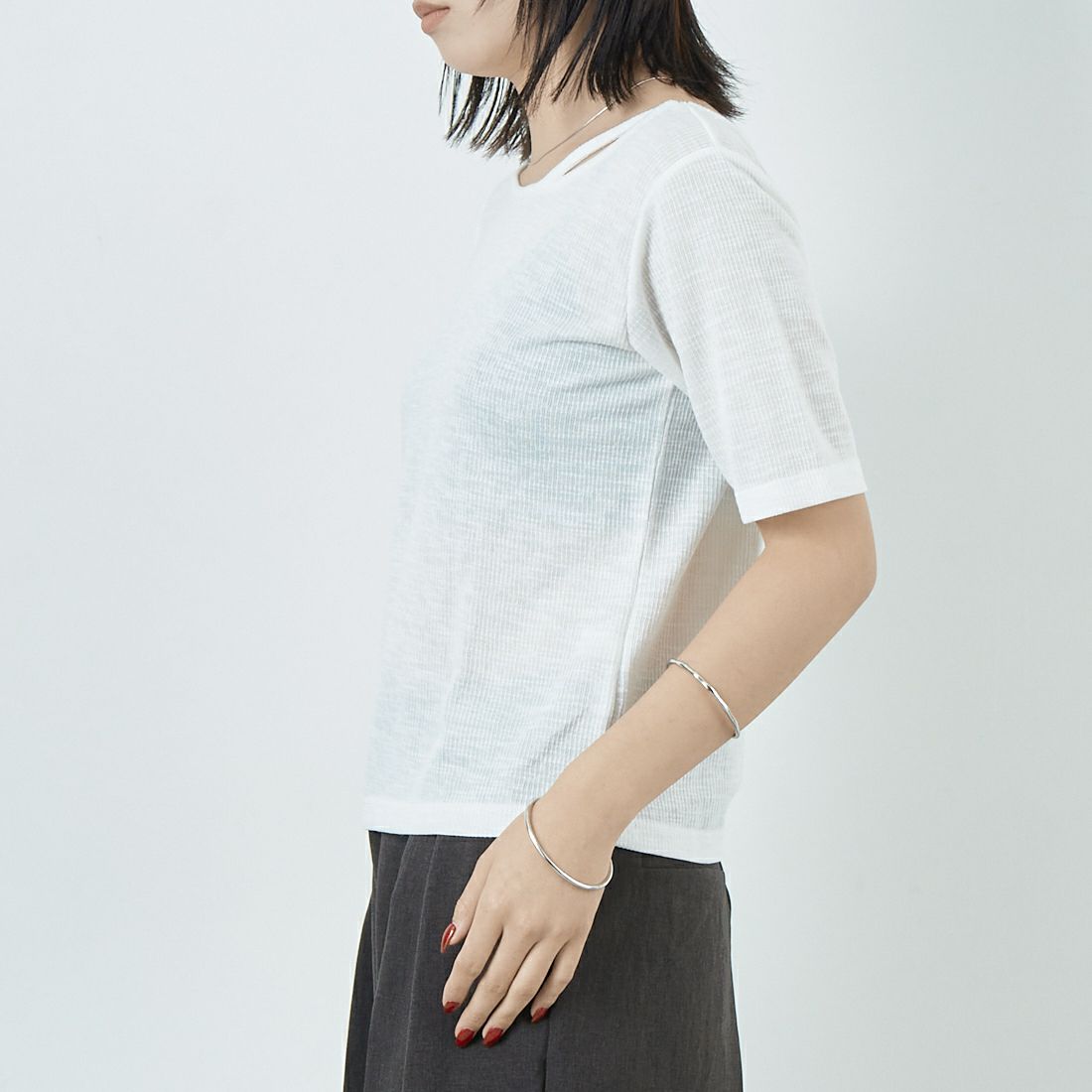 Maison de L'allure [メゾン ドゥ ラリュール] 2WAYリブプルオーバー [M25112035] 02 OFF &&モデル身長：167cm 着用サイズ：F&&