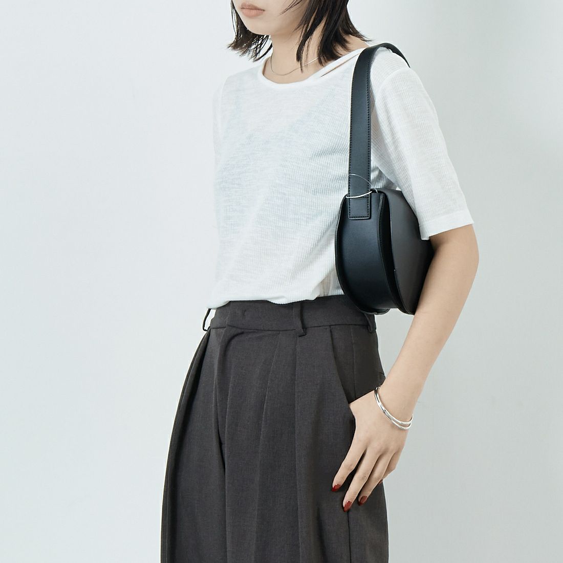 Maison de L'allure [メゾン ドゥ ラリュール] 2WAYリブプルオーバー [M25112035] 02 OFF &&モデル身長：167cm 着用サイズ：F&&