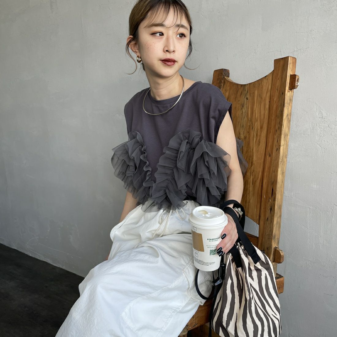 08 CHARCOA&&モデル身長：150cm 着用サイズ：F&&