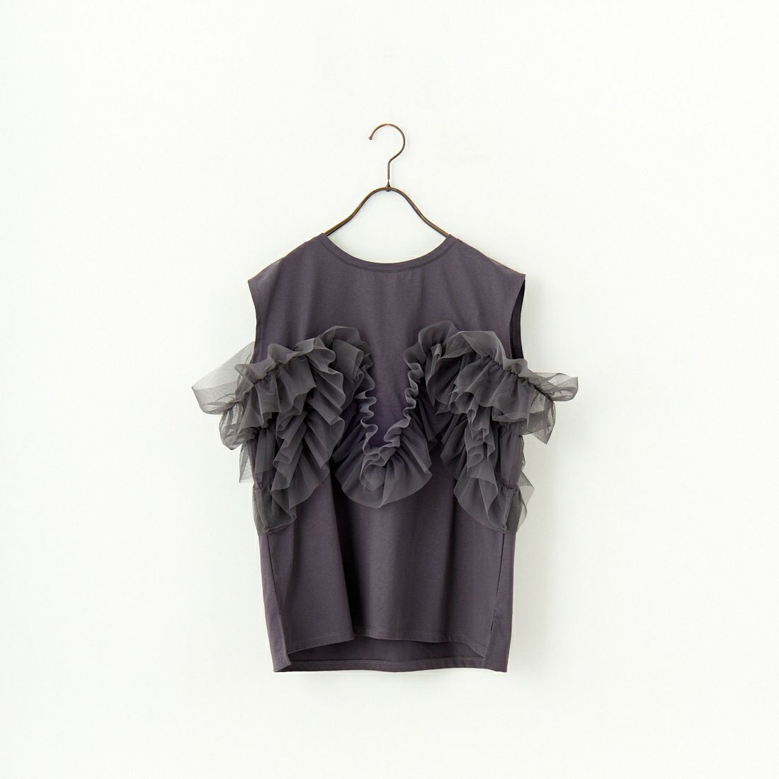 nenom [ネノム] マルチWAY チュールフリルドッキングノースリーブTシャツ [NE25112033] 08 CHARCOA
