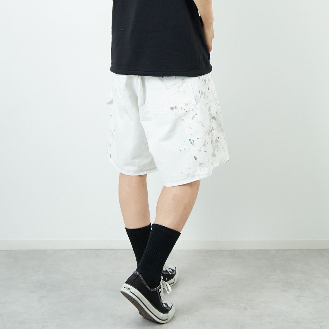 BOW WOW [バウワウ] スプラッターペインターショーツ [BW251-PSS] WHITE PANT &&モデル身長：179cm 着用サイズ：L&&
