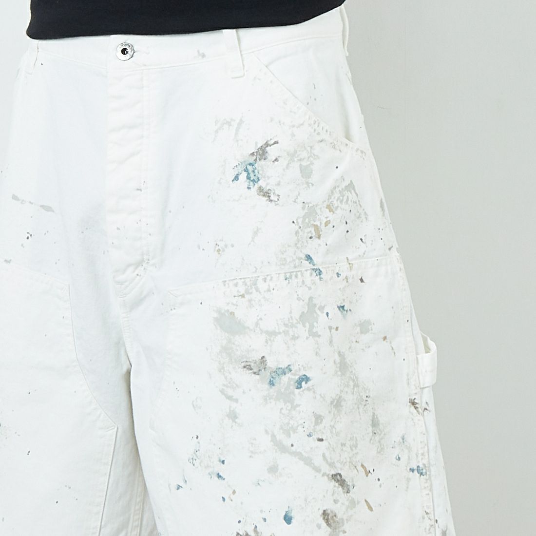 BOW WOW [バウワウ] スプラッターペインターショーツ [BW251-PSS] WHITE PANT &&モデル身長：179cm 着用サイズ：L&&
