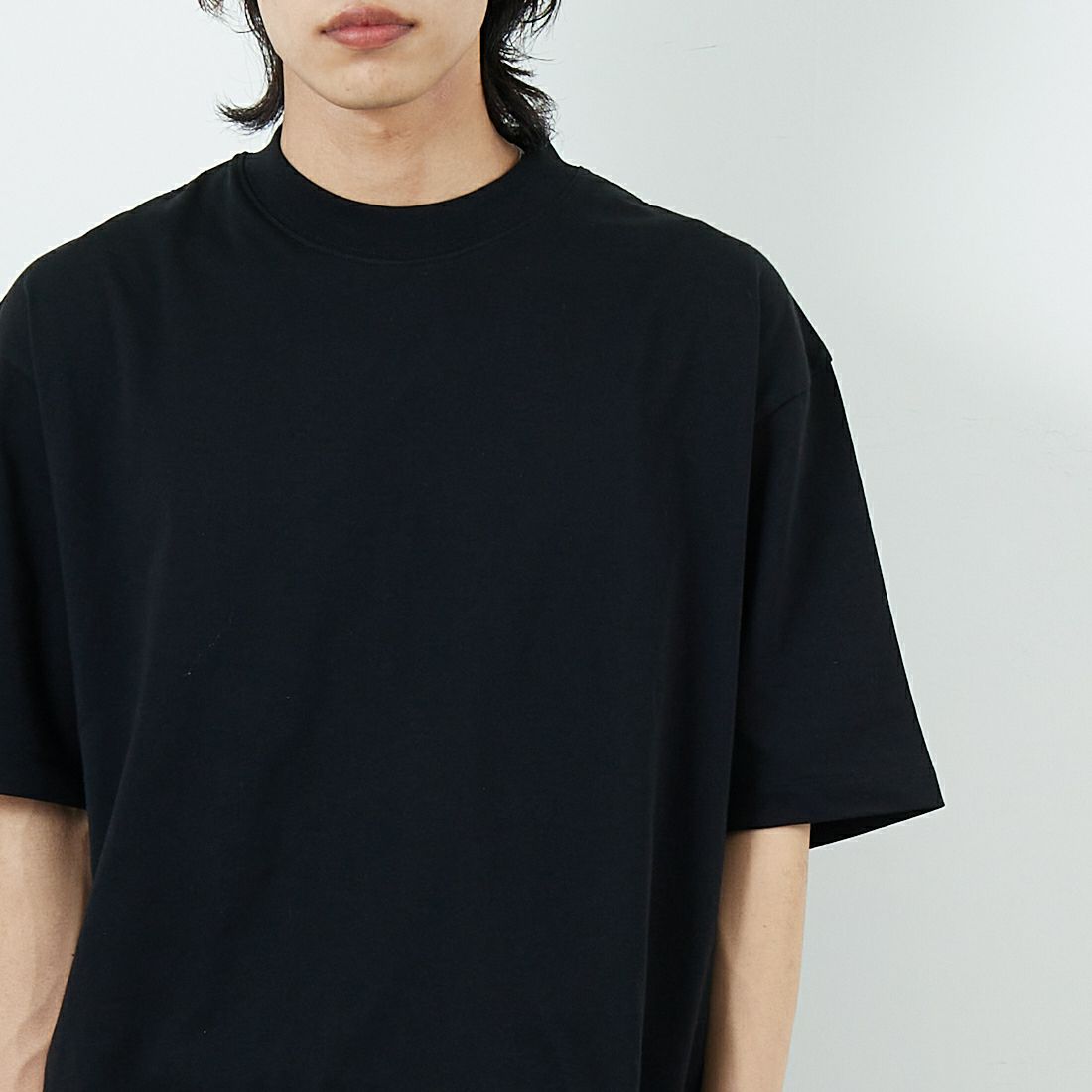SLICK [スリック] ダブルヤーンドローストリングTシャツ [5230101] 700 BLACK &&モデル身長：179cm 着用サイズ：1&&
