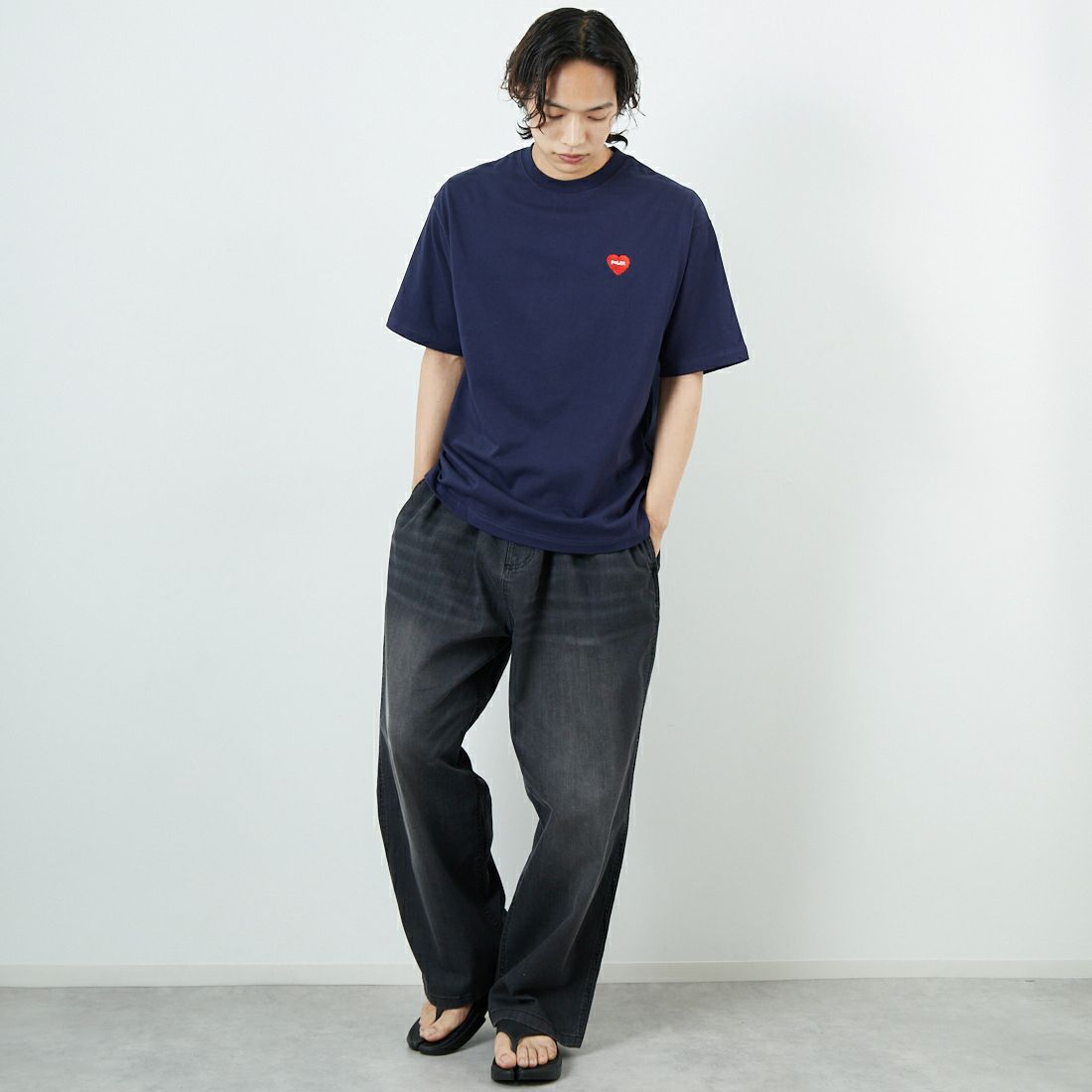 POLeR [ポーラー] プリントTシャツ [259MCV0033-JF] NAVY &&モデル身長：179cm 着用サイズ：M&&