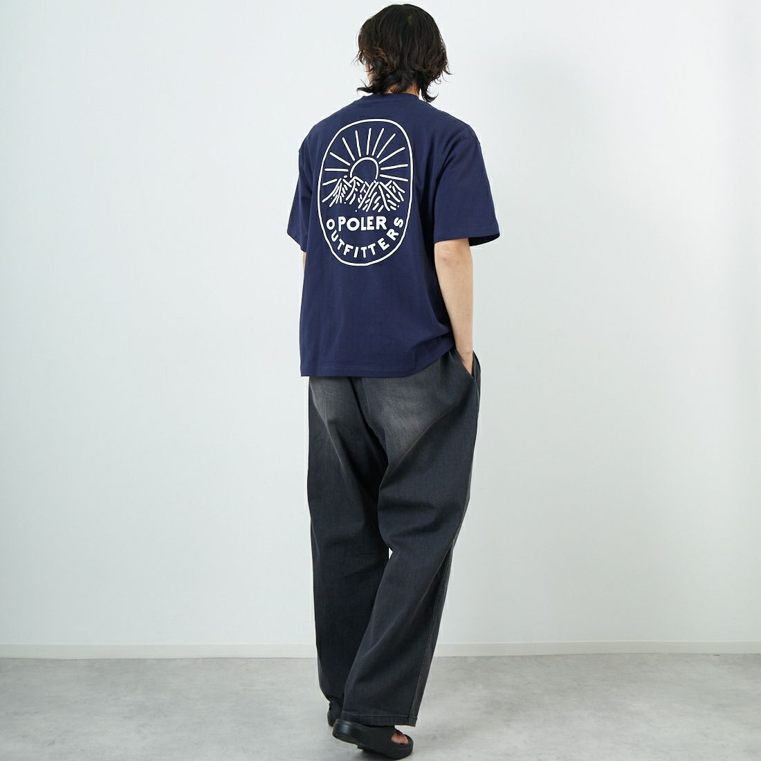 POLeR [ポーラー] プリントTシャツ [259MCV0033-JF] NAVY &&モデル身長：179cm 着用サイズ：M&&
