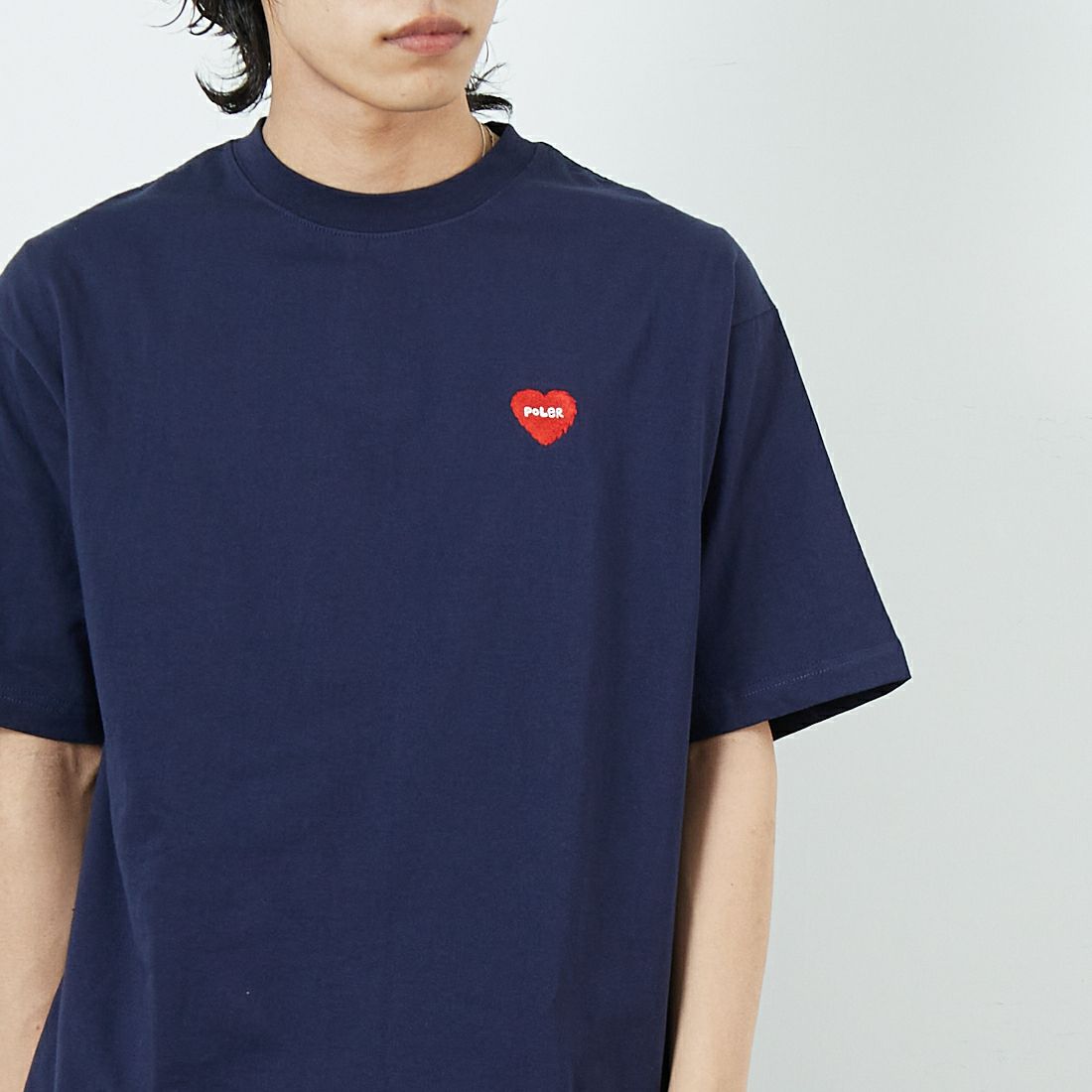 POLeR [ポーラー] プリントTシャツ [259MCV0033-JF] NAVY &&モデル身長：179cm 着用サイズ：M&&