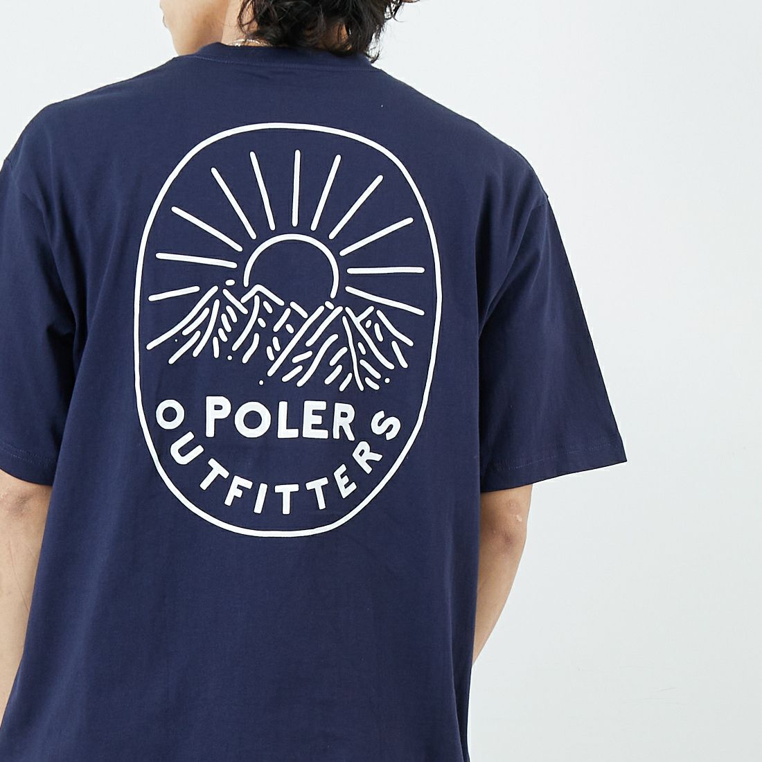 POLeR [ポーラー] プリントTシャツ [259MCV0033-JF] NAVY &&モデル身長：179cm 着用サイズ：M&&