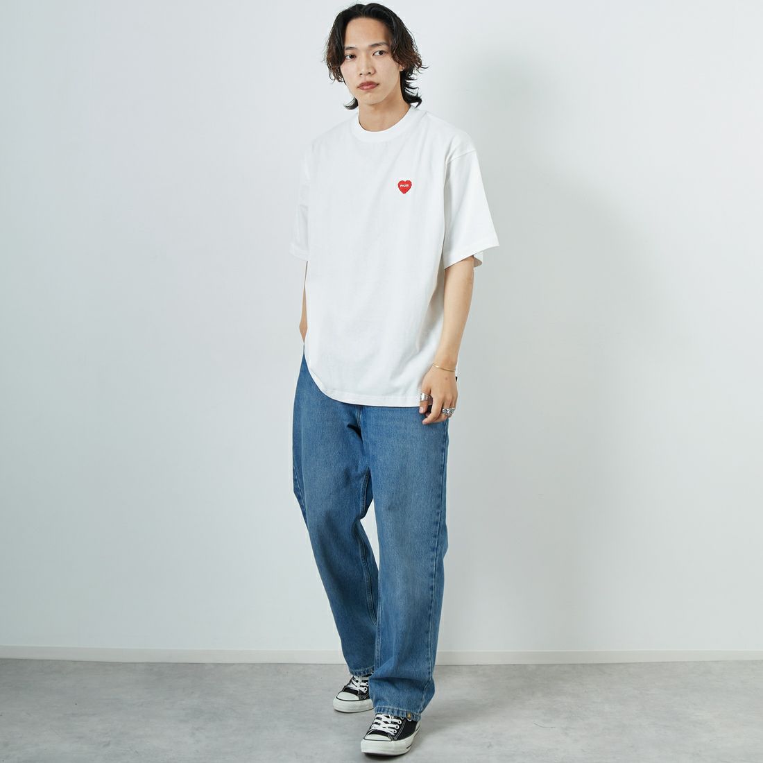 POLeR [ポーラー] プリントTシャツ [259MCV0033-JF] WHITE &&モデル身長：179cm 着用サイズ：L&&