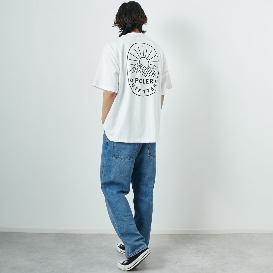 POLeR [ポーラー] プリントTシャツ [259MCV0033-JF] WHITE &&モデル身長：179cm 着用サイズ：L&&