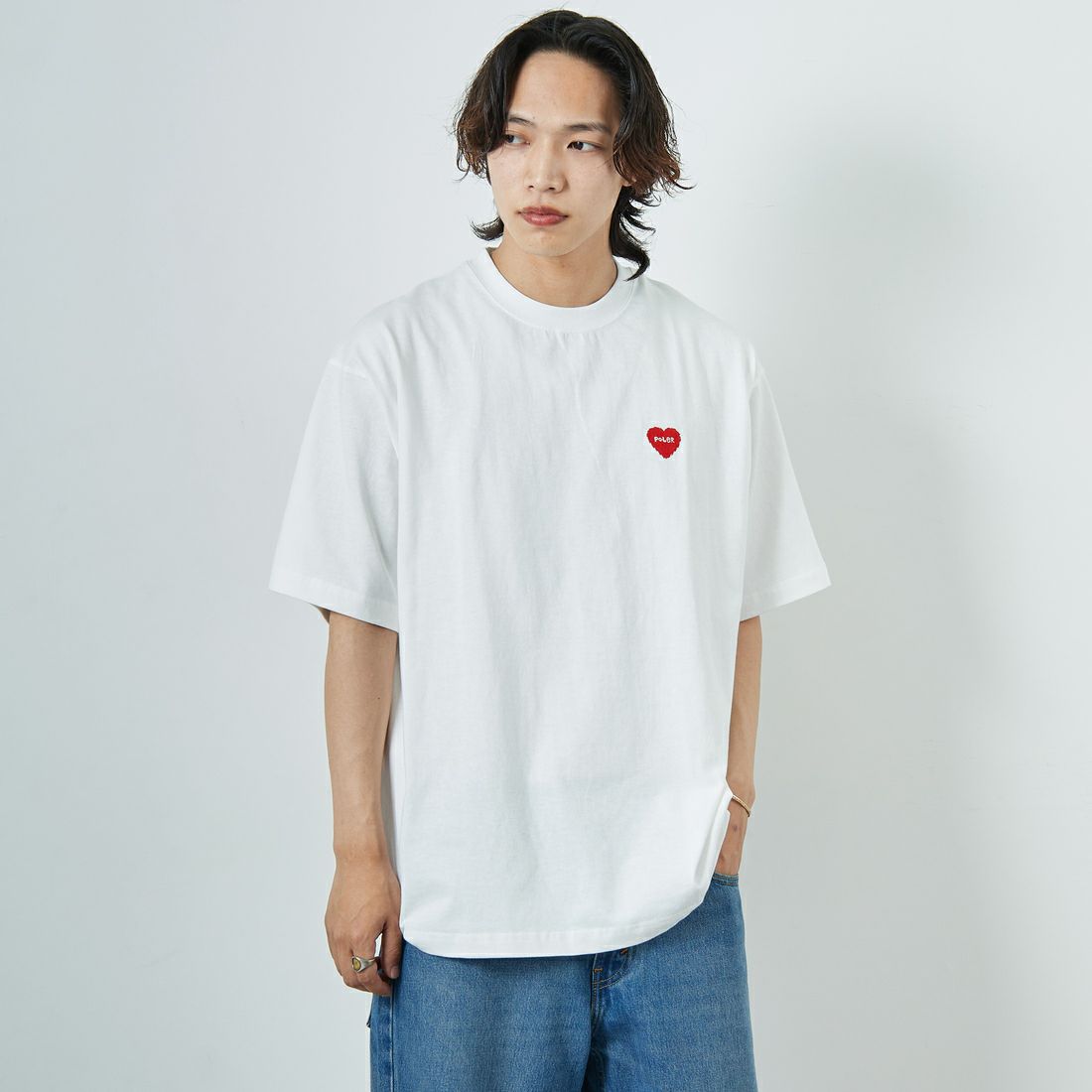 POLeR [ポーラー] プリントTシャツ [259MCV0033-JF] WHITE &&モデル身長：179cm 着用サイズ：L&&