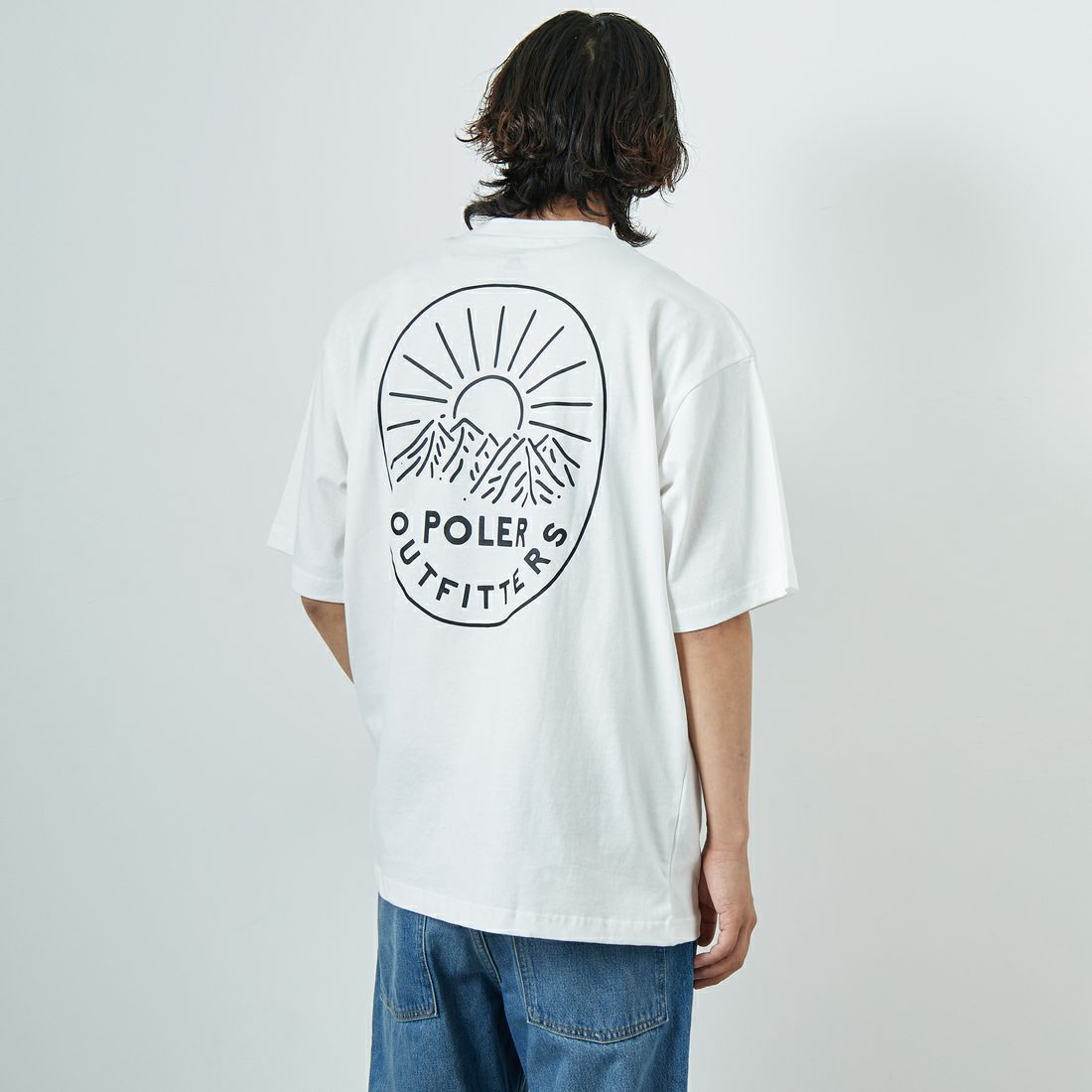 POLeR [ポーラー] プリントTシャツ [259MCV0033-JF] WHITE &&モデル身長：179cm 着用サイズ：L&&