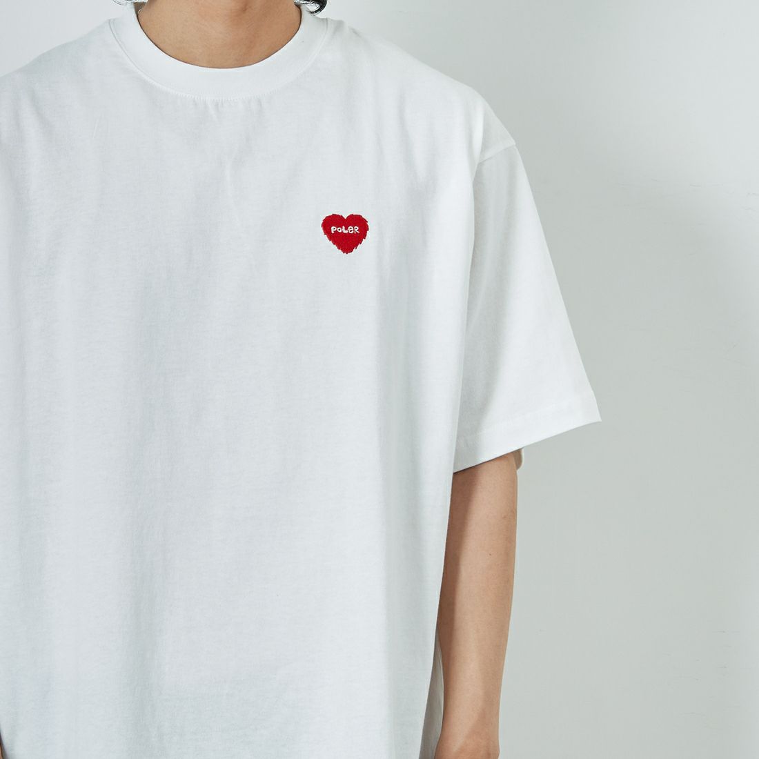 POLeR [ポーラー] プリントTシャツ [259MCV0033-JF] WHITE &&モデル身長：179cm 着用サイズ：L&&