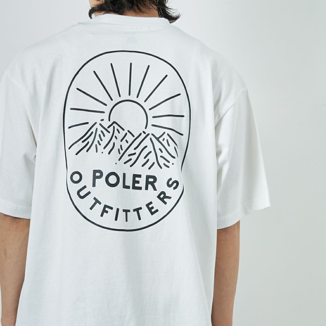 POLeR [ポーラー] プリントTシャツ [259MCV0033-JF] WHITE &&モデル身長：179cm 着用サイズ：L&&