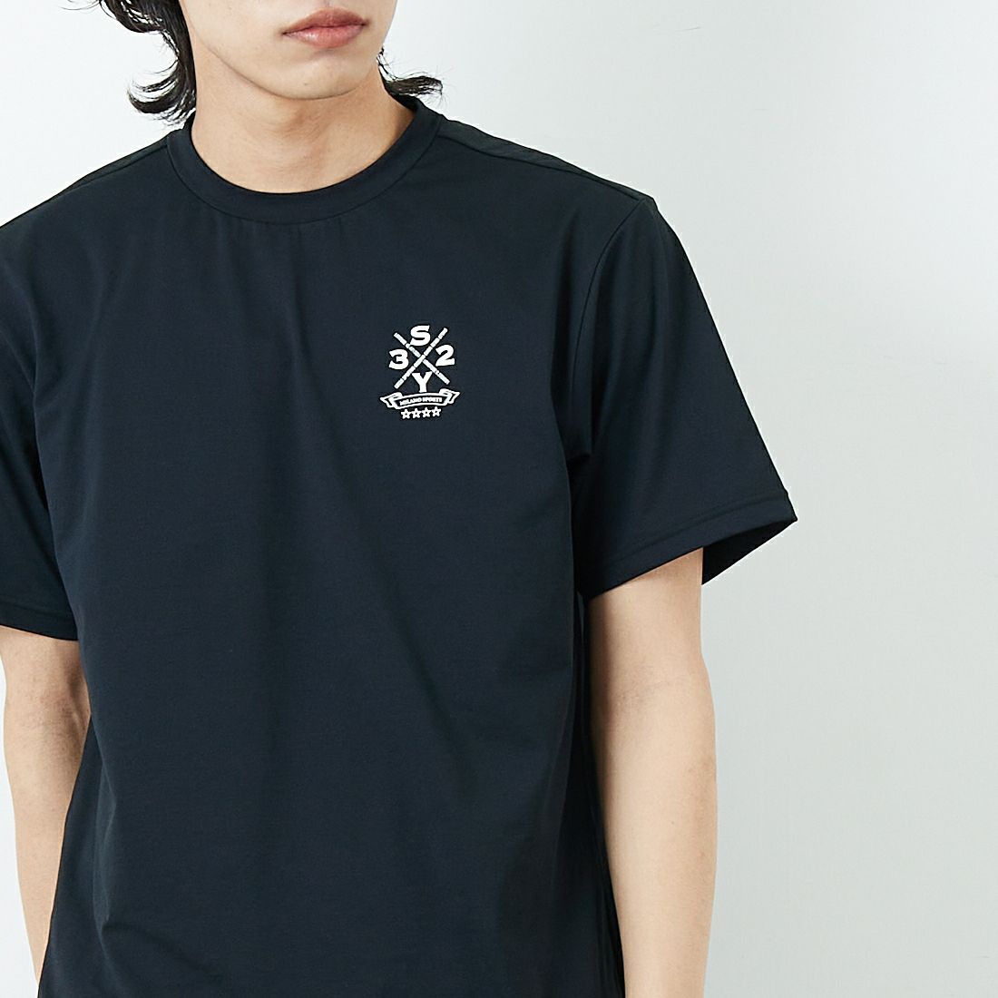 SY32 [エスワイサーティトゥ] サークルロゴバックプリントTシャツ [15048] BLACK &&モデル身長：179cm 着用サイズ：M&&