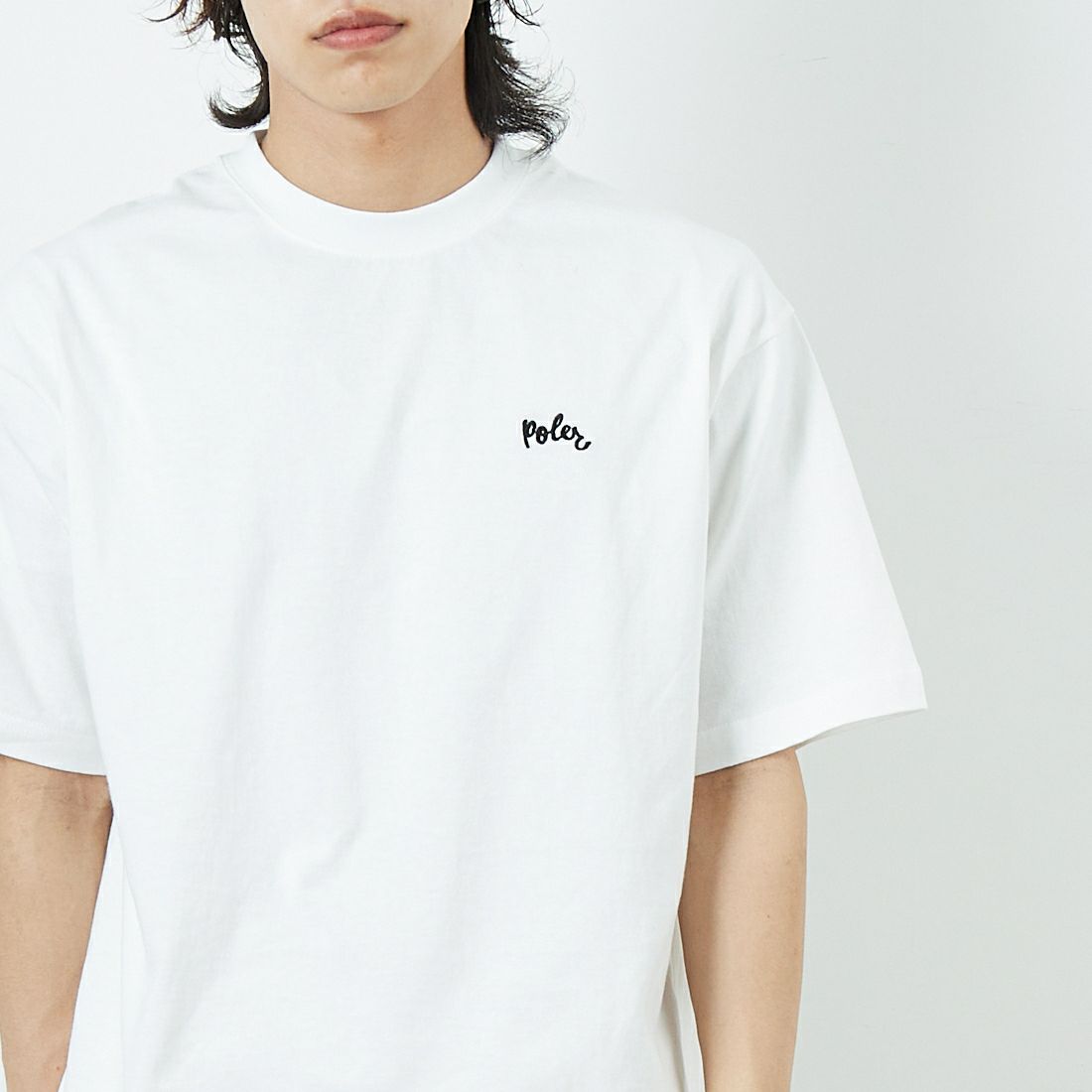 POLeR [ポーラー] フラワープリントTシャツ [259MCV0031-JF] WHITE &&モデル身長：179cm 着用サイズ：M&&