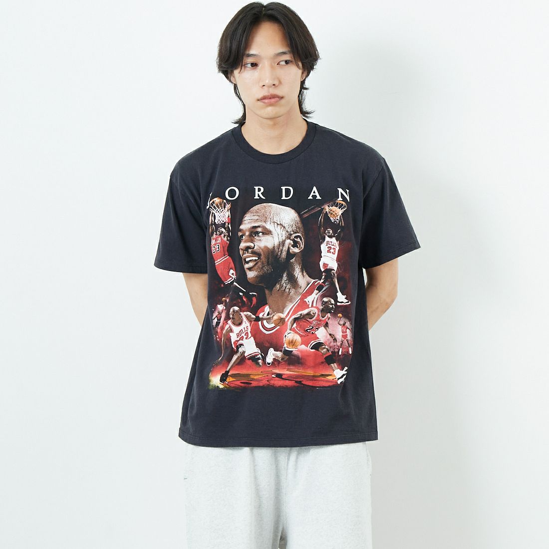 THRIFTY LOOK [スリフティールック] マイケルジョーダンTシャツ [TL24S076-B2] BLACK2 &&モデル身長：179cm 着用サイズ：L&&