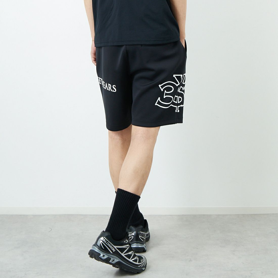 SY32 [エスワイサーティトゥ] ダブルニットショートパンツ [15004] BLACK &&モデル身長：179cm 着用サイズ：L&&