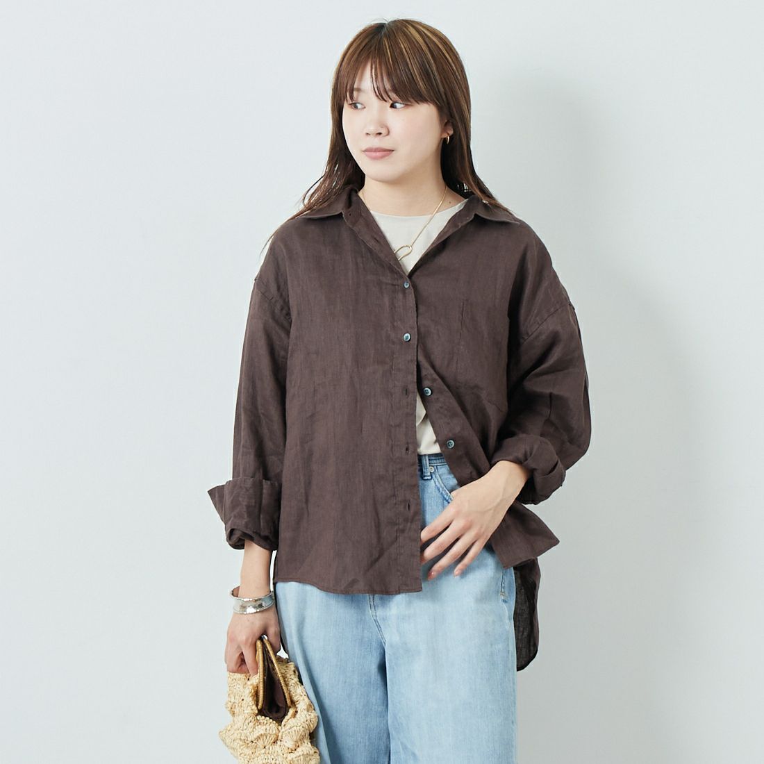 Jeans Factory Clothes [ジーンズファクトリークローズ] ロングスリーブ リネンシャツ [LFE101] LAVENDER