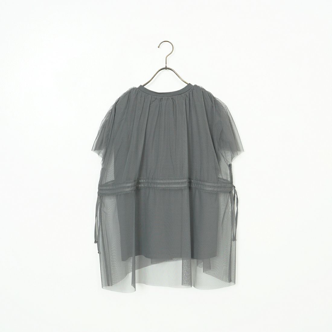 Maison de L'allure [メゾン ドゥ ラリュール] 2WAYチュールギャザーレイヤードTシャツ [M25112031] 08 CHARCOA