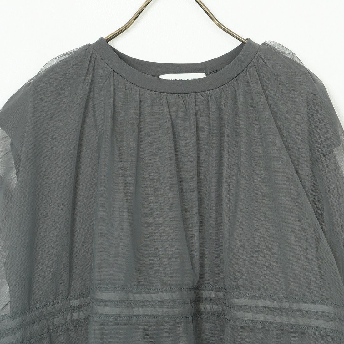 Maison de L'allure [メゾン ドゥ ラリュール] 2WAYチュールギャザーレイヤードTシャツ [M25112031] 08 CHARCOA