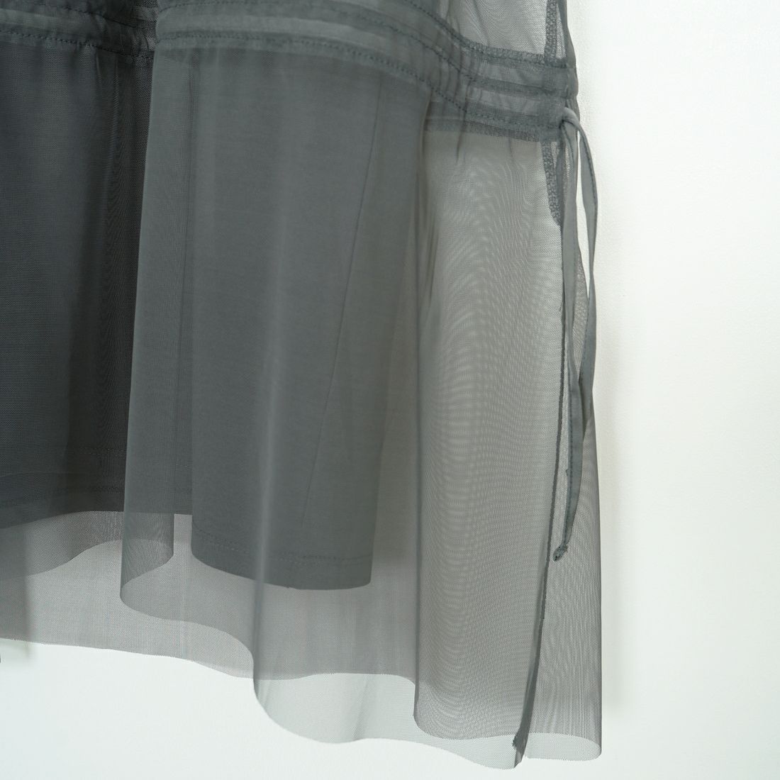 Maison de L'allure [メゾン ドゥ ラリュール] 2WAYチュールギャザーレイヤードTシャツ [M25112031] 08 CHARCOA