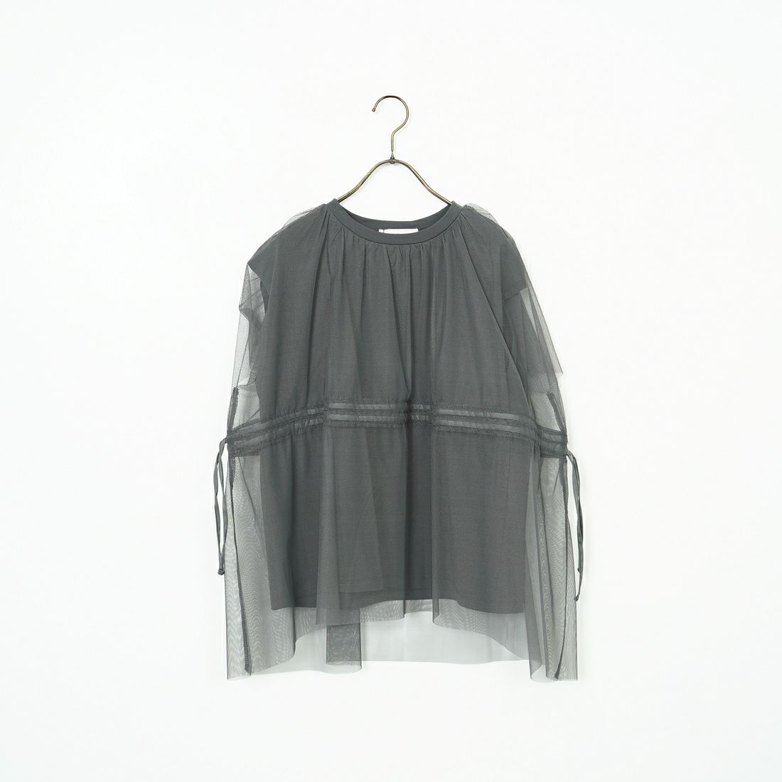 Maison de L'allure [メゾン ドゥ ラリュール] 2WAYチュールギャザーレイヤードTシャツ [M25112031] 08 CHARCOA