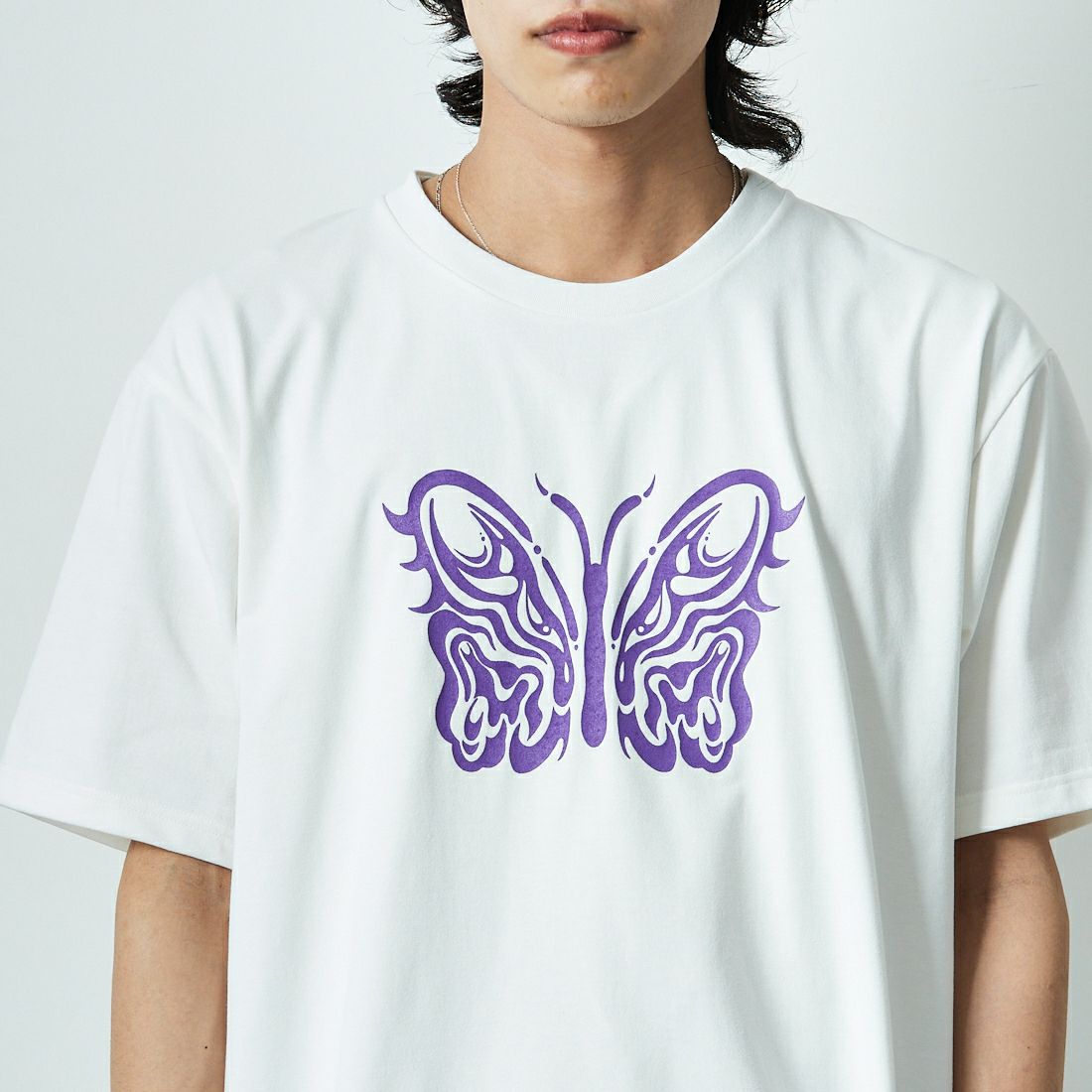 Needles [ニードルズ] Needles×KAE TANAKA ショートスリーブTシャツ [QV433] A OFF WHIT &&モデル身長：179cm 着用サイズ：L&&