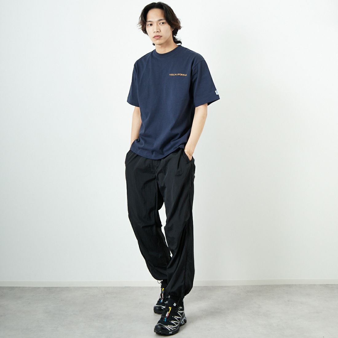 The Endless Summer [エンドレスサマー] TES バンダナ刺繍ビッグTシャツ [C-25574304] 60 NAVY &&モデル身長：179cm 着用サイズ：M&&