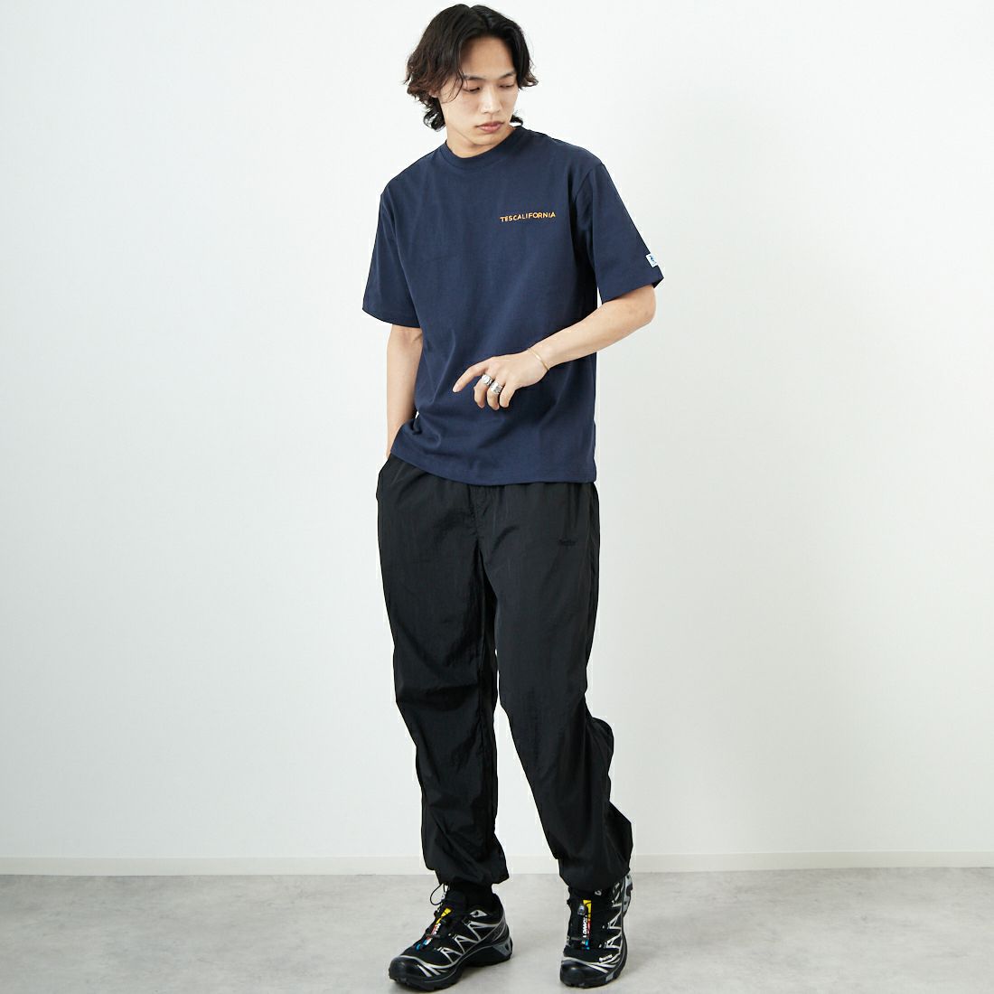 The Endless Summer [エンドレスサマー] TES バンダナ刺繍ビッグTシャツ [C-25574304] 60 NAVY &&モデル身長：179cm 着用サイズ：M&&