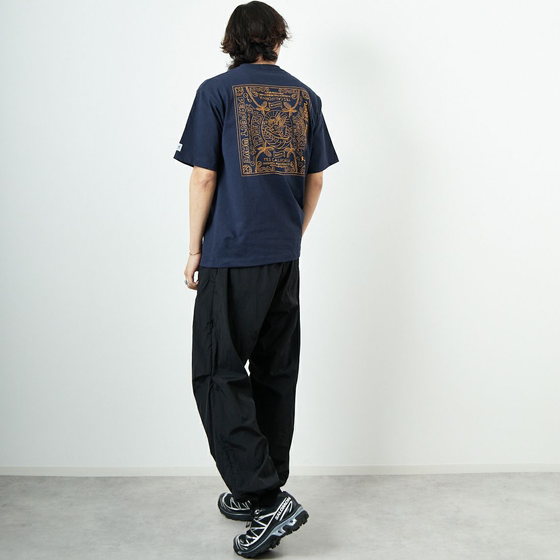 The Endless Summer [エンドレスサマー] TES バンダナ刺繍ビッグTシャツ [C-25574304] 60 NAVY &&モデル身長：179cm 着用サイズ：M&&