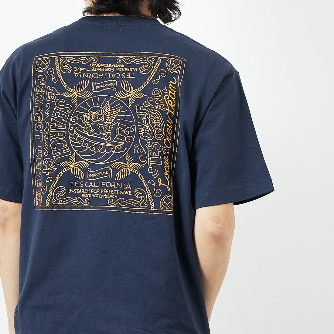 The Endless Summer [エンドレスサマー] TES バンダナ刺繍ビッグTシャツ [C-25574304] 60 NAVY &&モデル身長：179cm 着用サイズ：M&&
