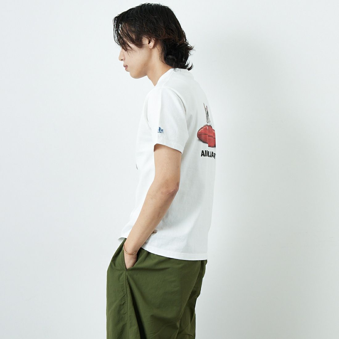 The Endless Summer [エンドレスサマー] BUHIサーファー ショートスリーブTシャツ [FH-25574321] 07 WHITE &&モデル身長：179cm 着用サイズ：M&&