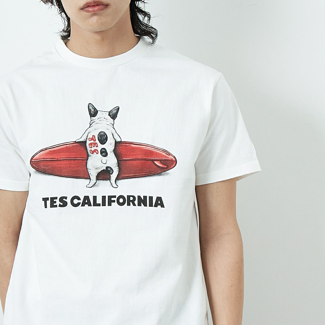 The Endless Summer [エンドレスサマー] BUHIサーファー ショートスリーブTシャツ [FH-25574321] 07 WHITE &&モデル身長：179cm 着用サイズ：M&&