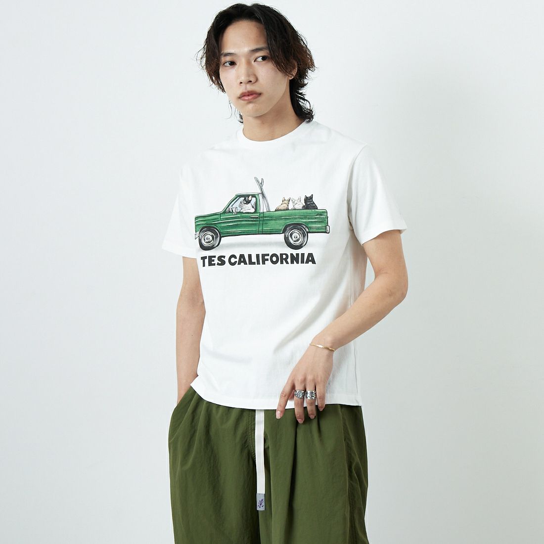The Endless Summer [エンドレスサマー] 4BUHIサーフトラック ショートスリーブTシャツ [FH-25574324] 07 WHITE &&モデル身長：179cm 着用サイズ：M&&