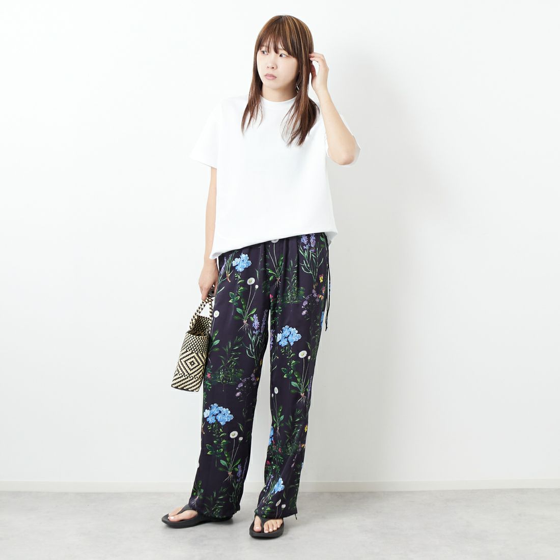 TICCA [ティッカ] フラワープリントパンツ [TBES-422] DARK GREEN