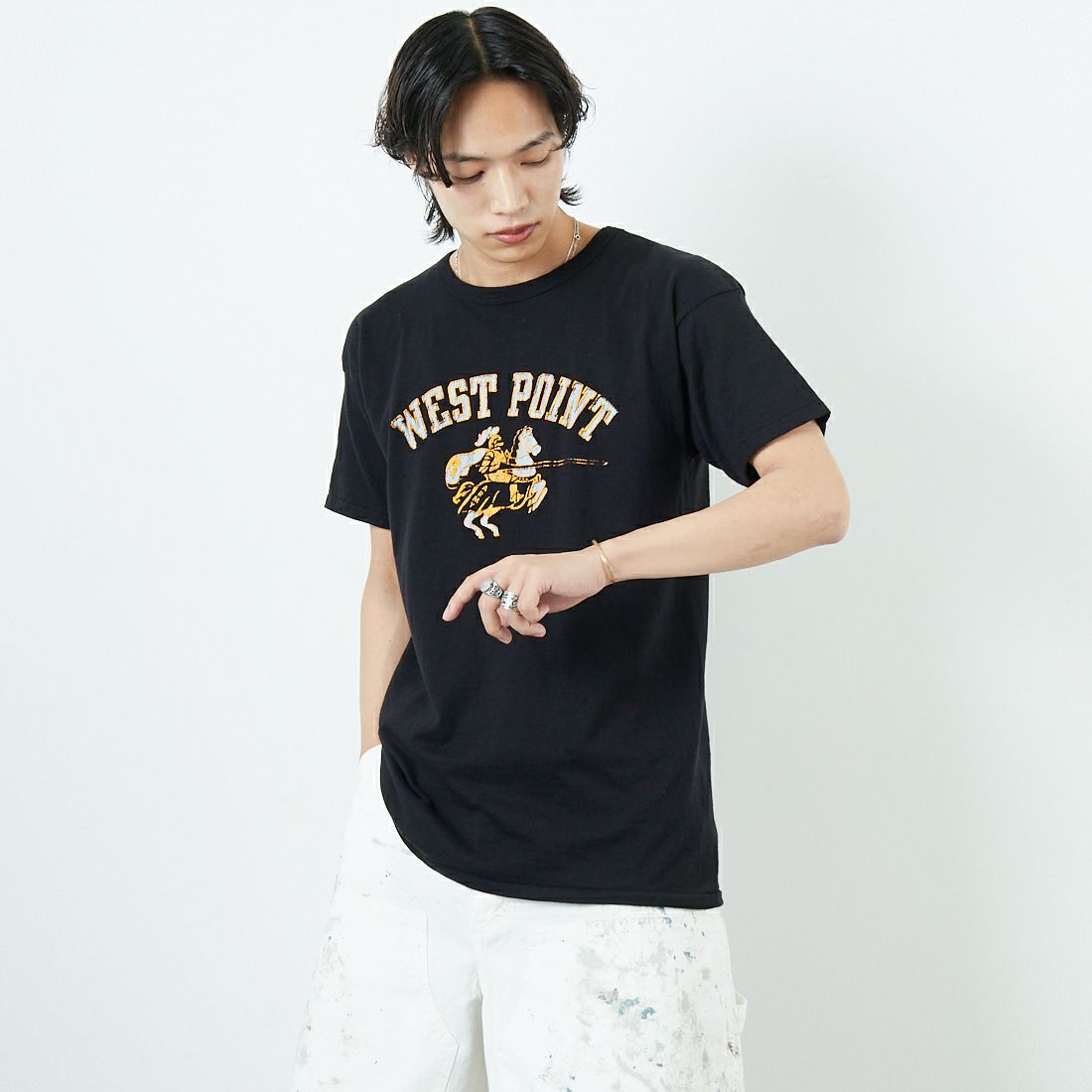 BOW WOW [バウワウ] ウェストポイント8812Tシャツ [BW251-WP8T] 88/12 BLAC &&モデル身長：179cm 着用サイズ：L&&