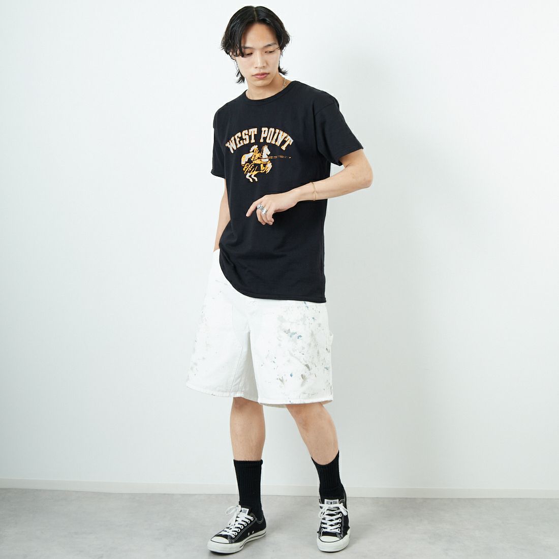 BOW WOW [バウワウ] ウェストポイント8812Tシャツ [BW251-WP8T] 88/12 BLAC &&モデル身長：179cm 着用サイズ：L&&