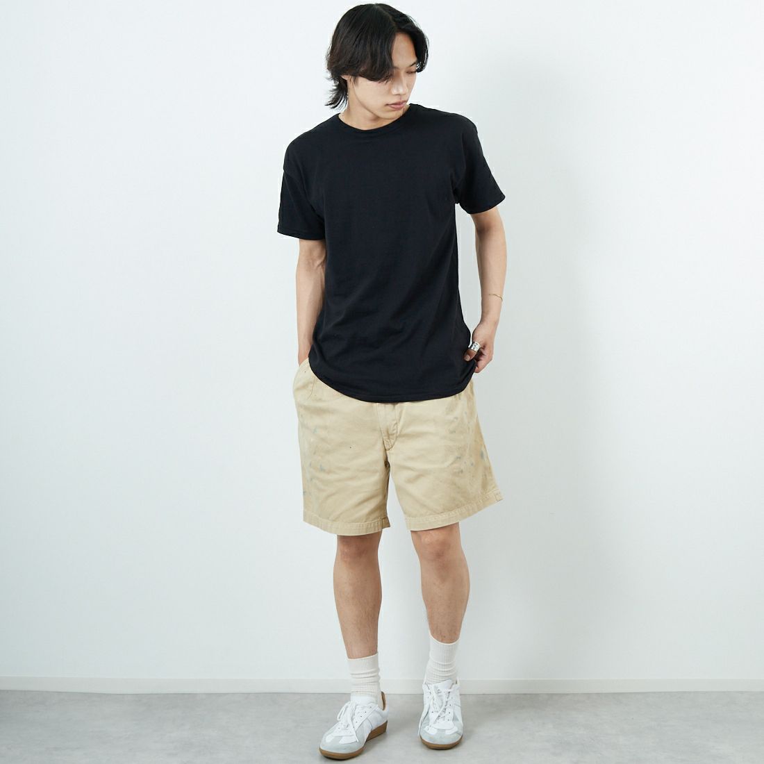 BOW WOW [バウワウ] USアーミーカーキショーツ [BW251-UAKS] KHAKI AGIN &&モデル身長：179cm 着用サイズ：L&&