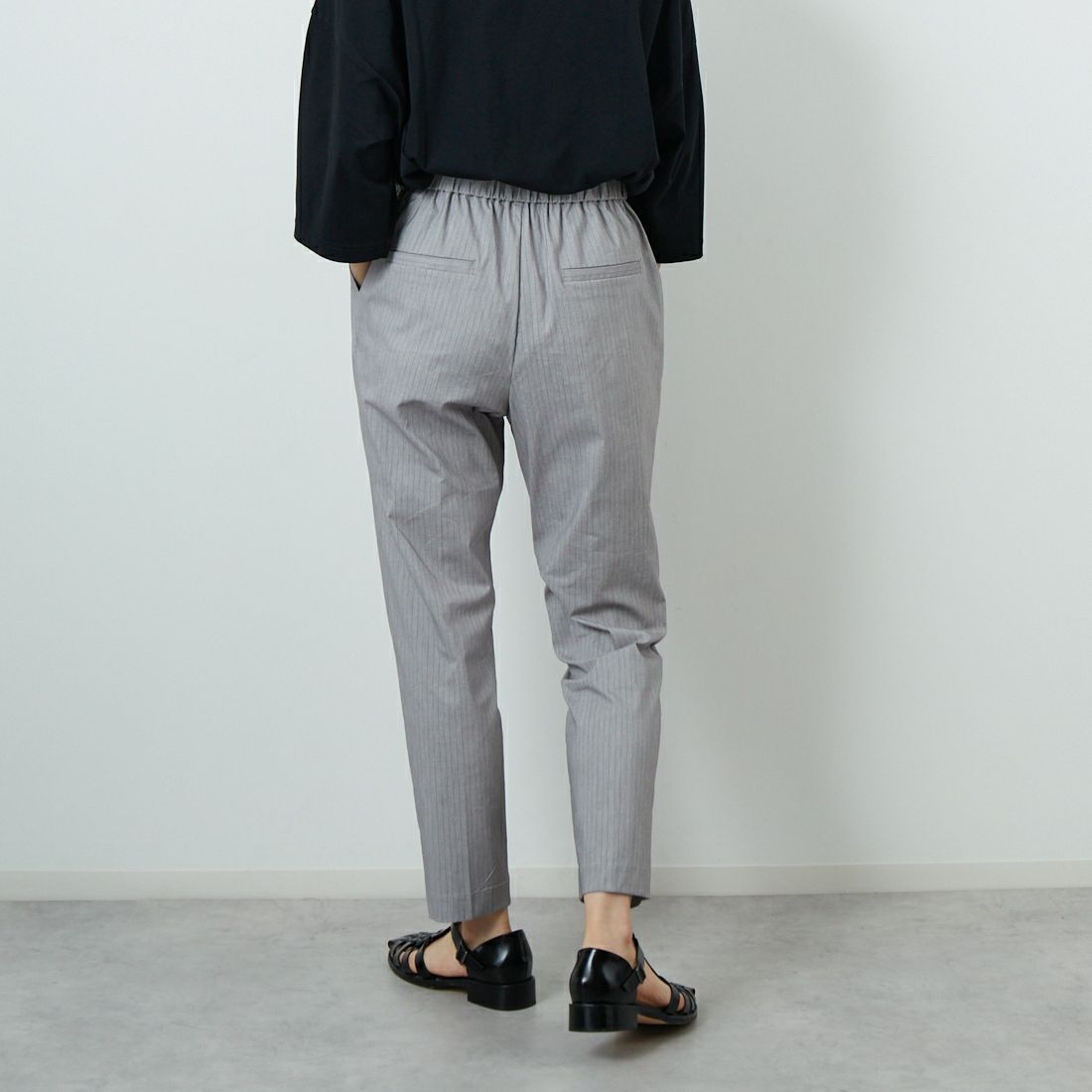 Jeans Factory Clothes [ジーンズファクトリークローズ] バックラッシュリネンパンツ [21255052] 002 ｸﾞﾚｰｽﾄ &&モデル身長：160cm 着用サイズ：38&&