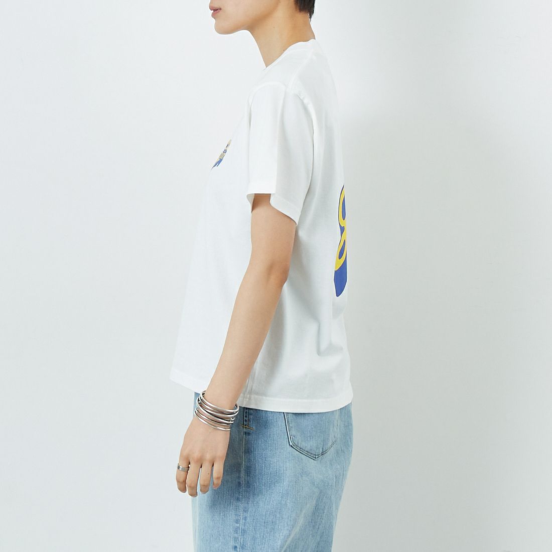 X-girl [エックスガール] ポップロゴショートスリーブTシャツ [105252011038] WHITE &&モデル身長：160cm 着用サイズ：M&&