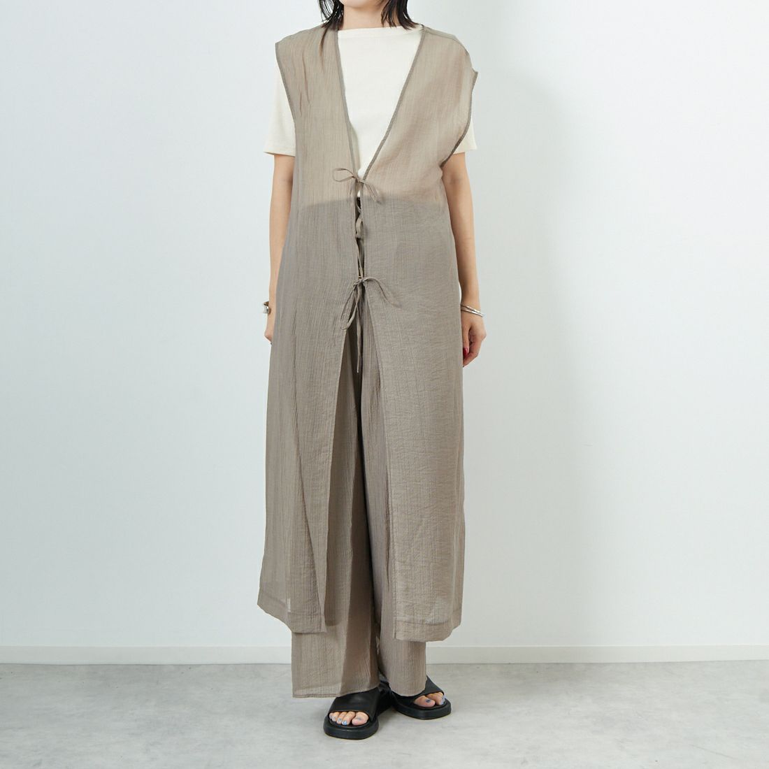 CLOCHE [クロシェ] 楊柳シアーロングジレ [51285724]｜ジーンズ