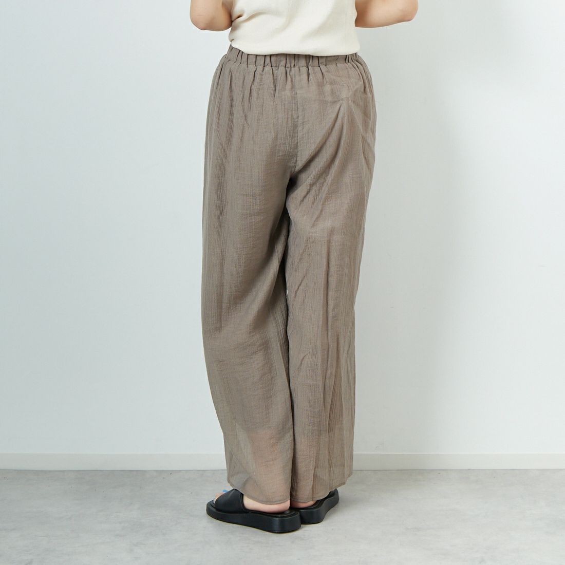 CLOCHE [クロシェ] 楊柳シアーイージーパンツ [51286565] ﾓｶ &&モデル身長：167cm 着用サイズ：2&&