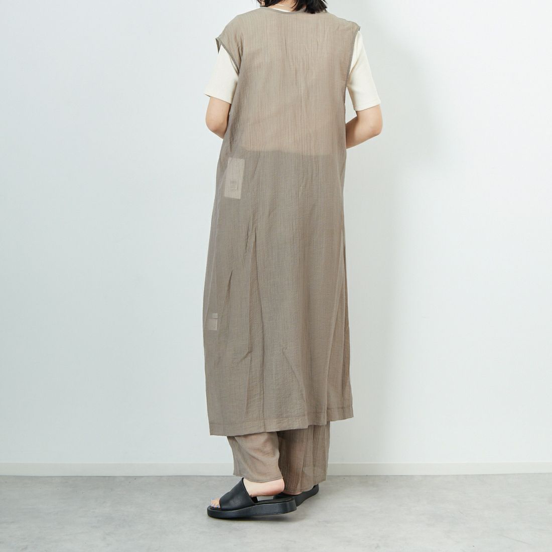 CLOCHE [クロシェ] 楊柳シアーイージーパンツ [51286565] ﾓｶ &&モデル身長：167cm 着用サイズ：2&&