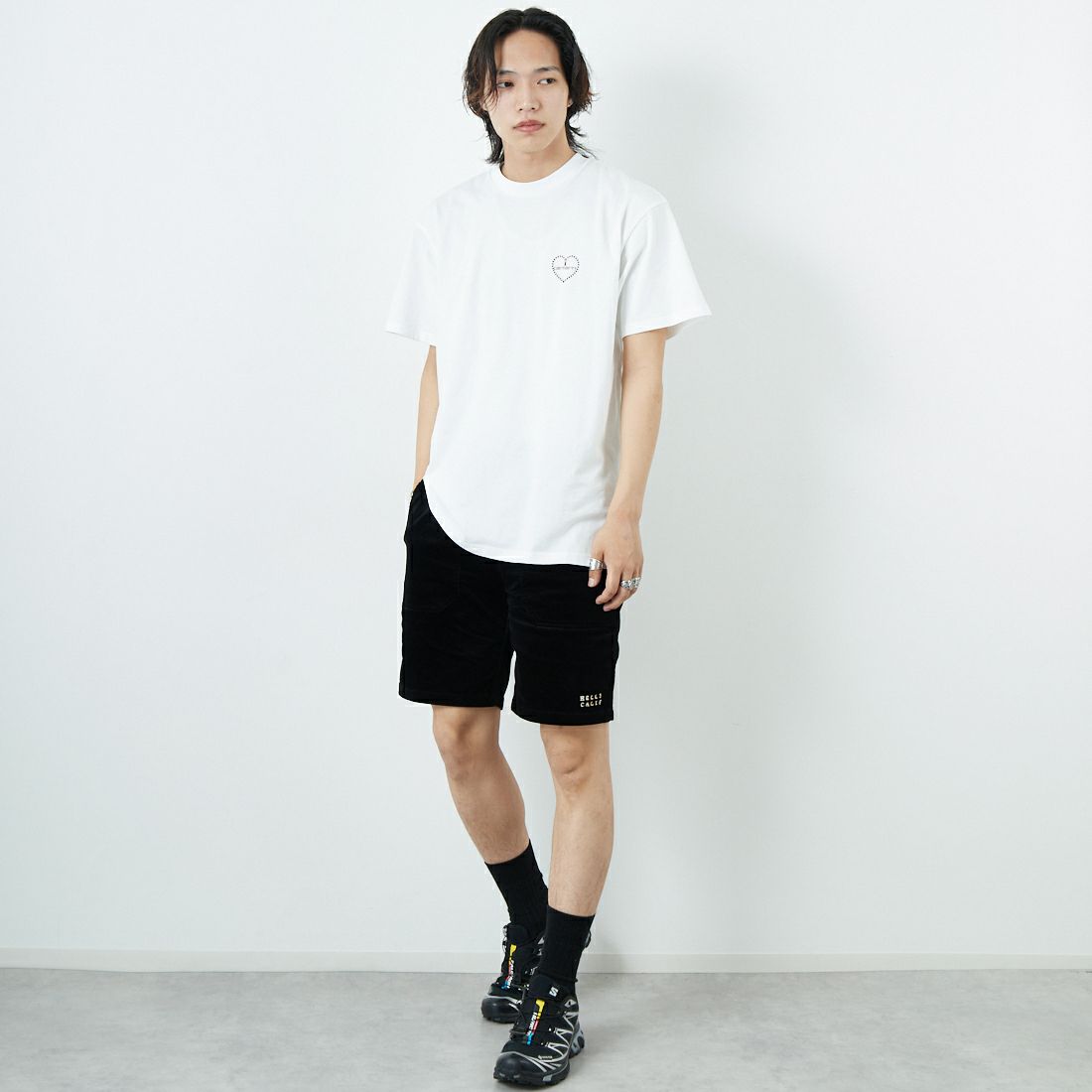 carhartt WIP [カーハートダブリューアイピー] ショートスリーブフロシキTシャツ [I034655] WHITE/RED &&モデル身長：179cm 着用サイズ：M&&