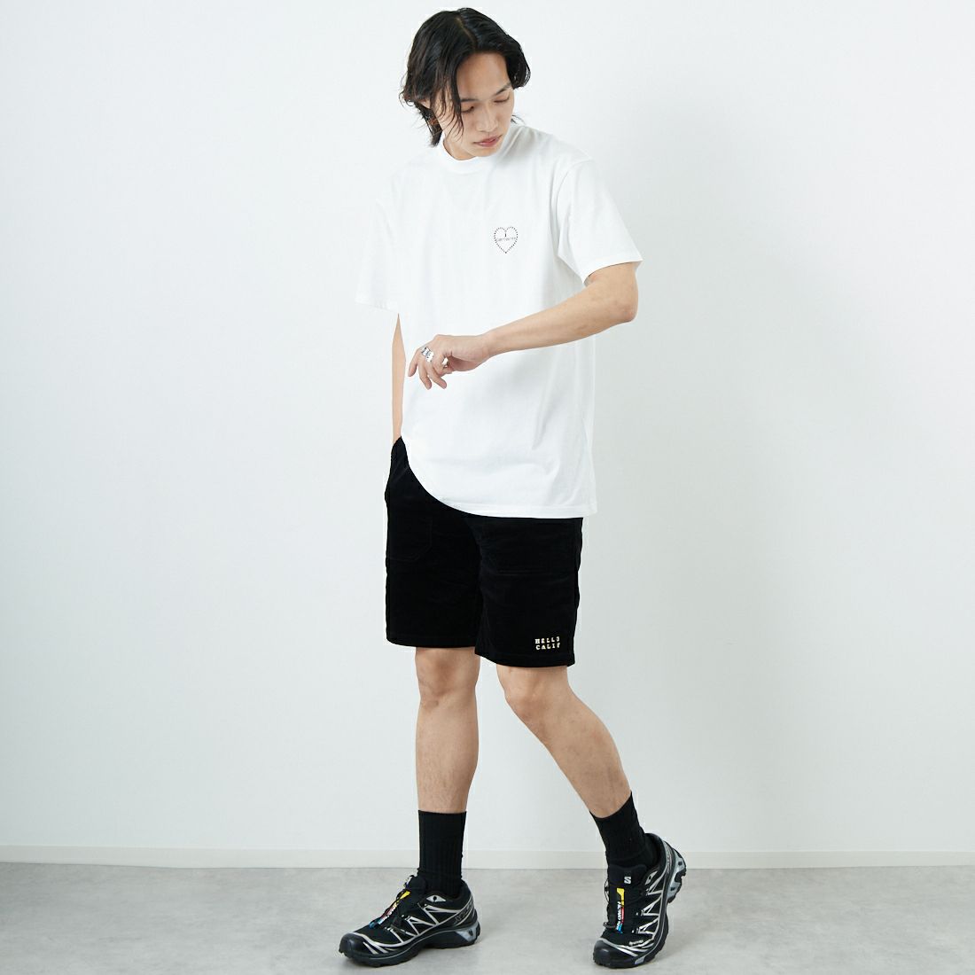 carhartt WIP [カーハートダブリューアイピー] ショートスリーブフロシキTシャツ [I034655] WHITE/RED &&モデル身長：179cm 着用サイズ：M&&