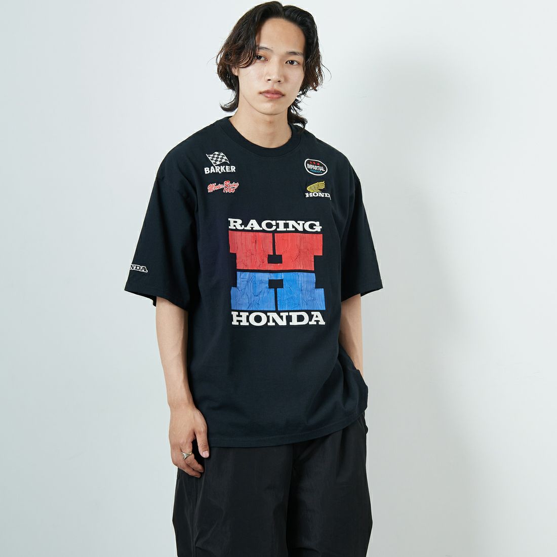 BLACK&&モデル身長：179cm 着用サイズ：L&&