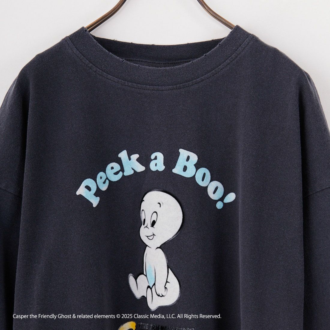 Jeans Factory Clothes [ジーンズファクトリークローズ] CASPER / ダメージキャラクターTシャツ [JFC-252-046] BLACK