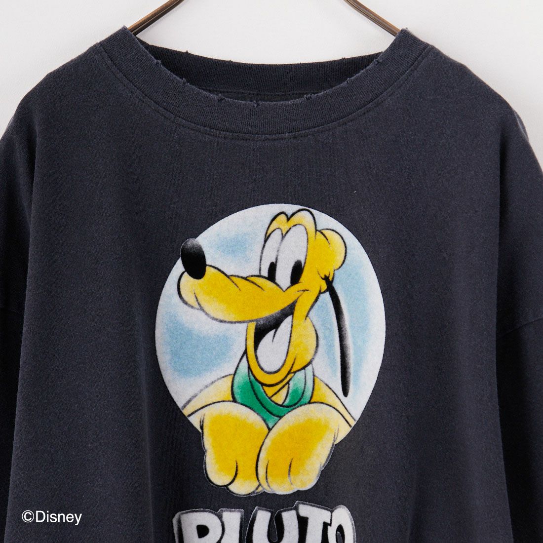 Jeans Factory Clothes [ジーンズファクトリークローズ] PLUTO / ダメージキャラクターTシャツ [JFC-252-047] BLACK